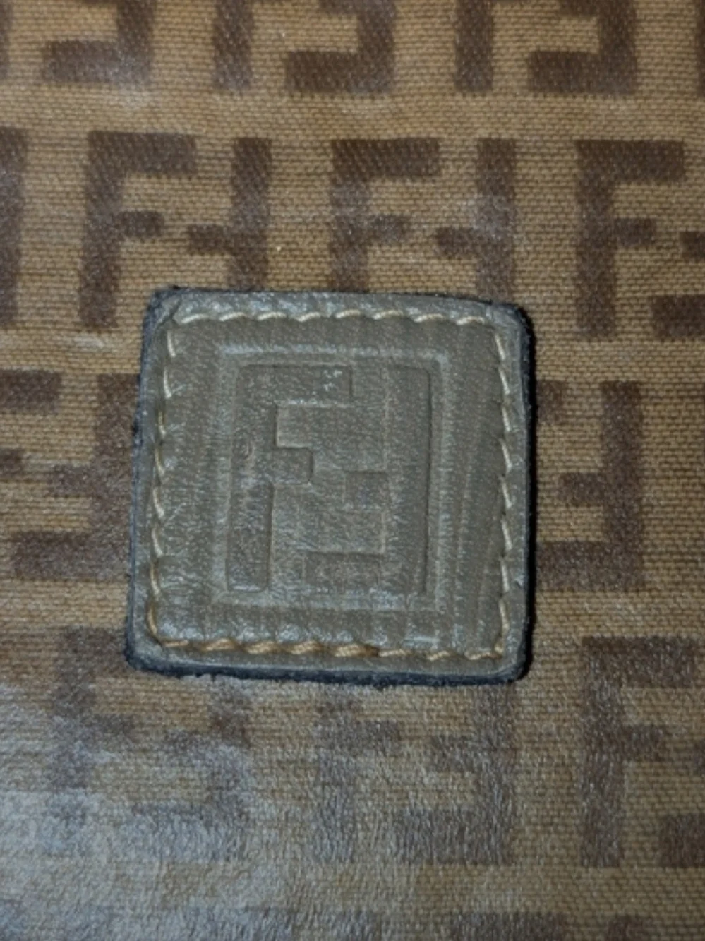 Fendi Brown Taupe FF Logo Crossbody Bag